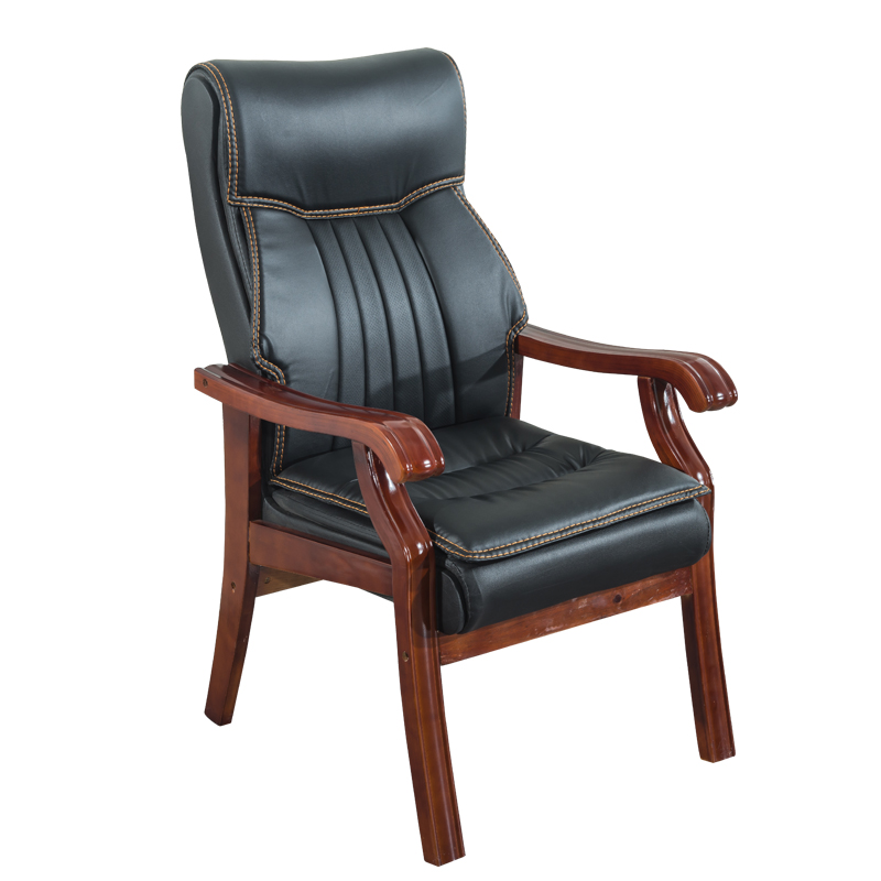 8672 black leather solid wood feet