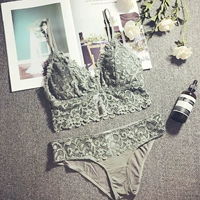 Bralette ren Pháp gợi cảm tụ tập tam giác áo ngực tụ tập nữ không có vòng thép thoải mái bộ đồ lót mỏng - Bộ đồ lót bikini sexy