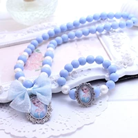Синее ожерелье и браслет, комплект, акриловый материал, «Холодное сердце»