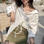 Mùa xuân Hàn Quốc tính khí sang trọng đơn ngực bên thiết kế dây đeo lỏng thanh lịch màu rắn dài tay áo sơ mi nữ bên ngoài mất sơ mi họa tiết dài tay nữ