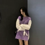 Hàn quốc phiên bản của các trường đại học gió khâu màu sắc tương phản băng dài tay áo thun áo len thời trang thư in lỏng áo sơ mi giản dị phụ nữ áo khoác nữ cá tính