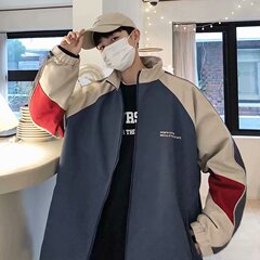 春秋款拼色飛行員夾克男ins寬鬆韓版潮流痞帥休閒反光外套男