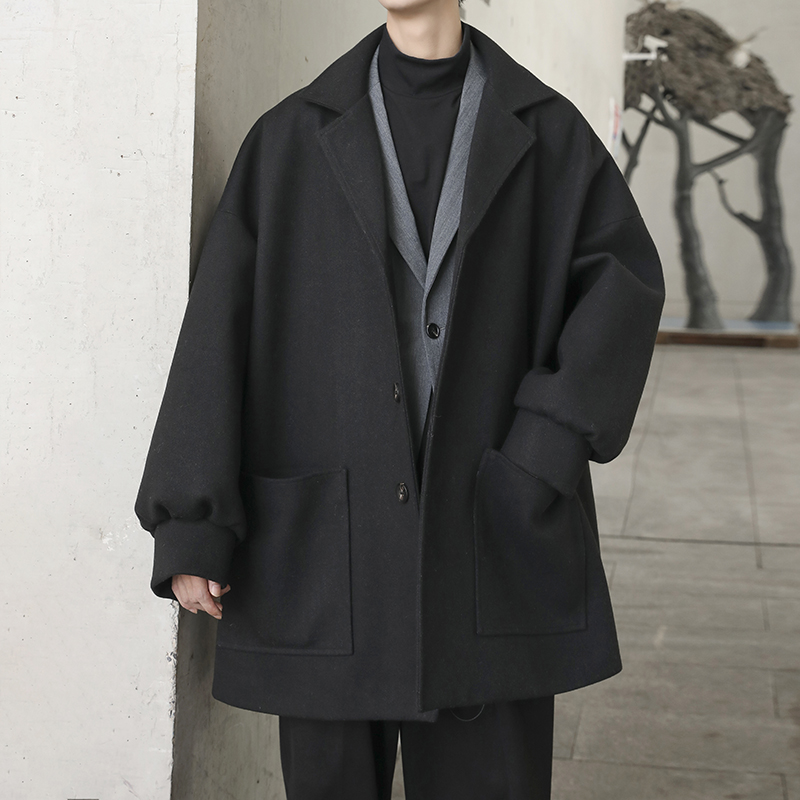 Autumn / Winter Hong Kong Style medium long overcoat men's Korean loose BF versatile trench coat fashion