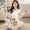 Bộ đồ ngủ cotton mùa xuân và mùa thu giản dị nữ mùa thu quần dài tay hoạt hình cotton nữ phục vụ nhà mùa đông phù hợp với phiên bản Hàn Quốc đồ bộ pijama