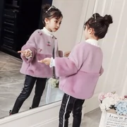 Áo khoác lông cho bé gái mùa thu đông cộng với nhung dày 2018 áo cotton mới cho bé mùa đông nước ngoài giả lông thỏ