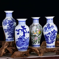 Джингджэнь керамическая сине -белая фарфоровая вставка цветочная бутылка Глазурь Установка домашней гостиной богатые бамбуковые ремесла