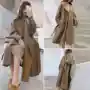 Kẻ sọc áo len của phụ nữ 2018 mùa thu và mùa đông mới của Hàn Quốc phiên bản của phần dài của dây đeo đầu gối với eo Hepburn chic coat áo da lộn