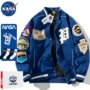 Đồng phục bóng chày đệm bông của NASA đồng thương hiệu nam và nữ áo khoác bomber rời mùa thu và mùa đông áo khoác độn bông áo bomber nam hàng hiệu