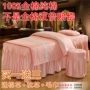 Beauty SPA thẩm mỹ viện massage bedspread bedspread bông denim bông hồng tròn màu xanh lá cây đầu vuông hình thang tùy chỉnh - Trang bị tấm mẫu ga giường spa