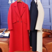2019 mới 100% len mỏng phù hợp với cổ áo áo khoác len dài của phụ nữ áo hai mặt 037 - Áo len lót đôi