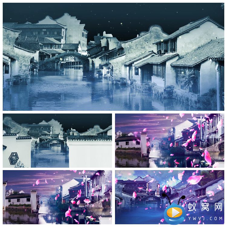 S2138 小城雨巷 - 梦里水乡歌曲MV LED大屏舞美背景视频素材制