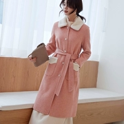 Áo khoác len nữ hai mặt có ren dài Phần phổ biến phiên bản mới của Hàn Quốc mùa thu và mùa đông Áo len nữ cao cấp - Áo len lót đôi