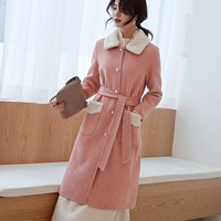 Áo khoác len nữ hai mặt có ren dài Phần phổ biến phiên bản mới của Hàn Quốc mùa thu và mùa đông Áo len nữ cao cấp - Áo len lót đôi áo khoác len