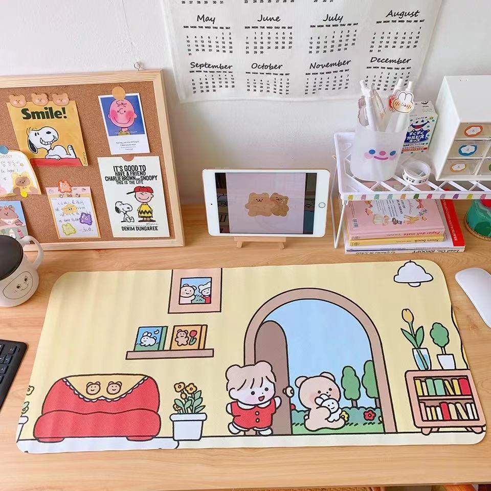 4. Go Out To PlayCartoon Soft sprout Bear Rabbit Table mat student dormitory Mouse pad computer Keyboard pad Table mat desk decorate female