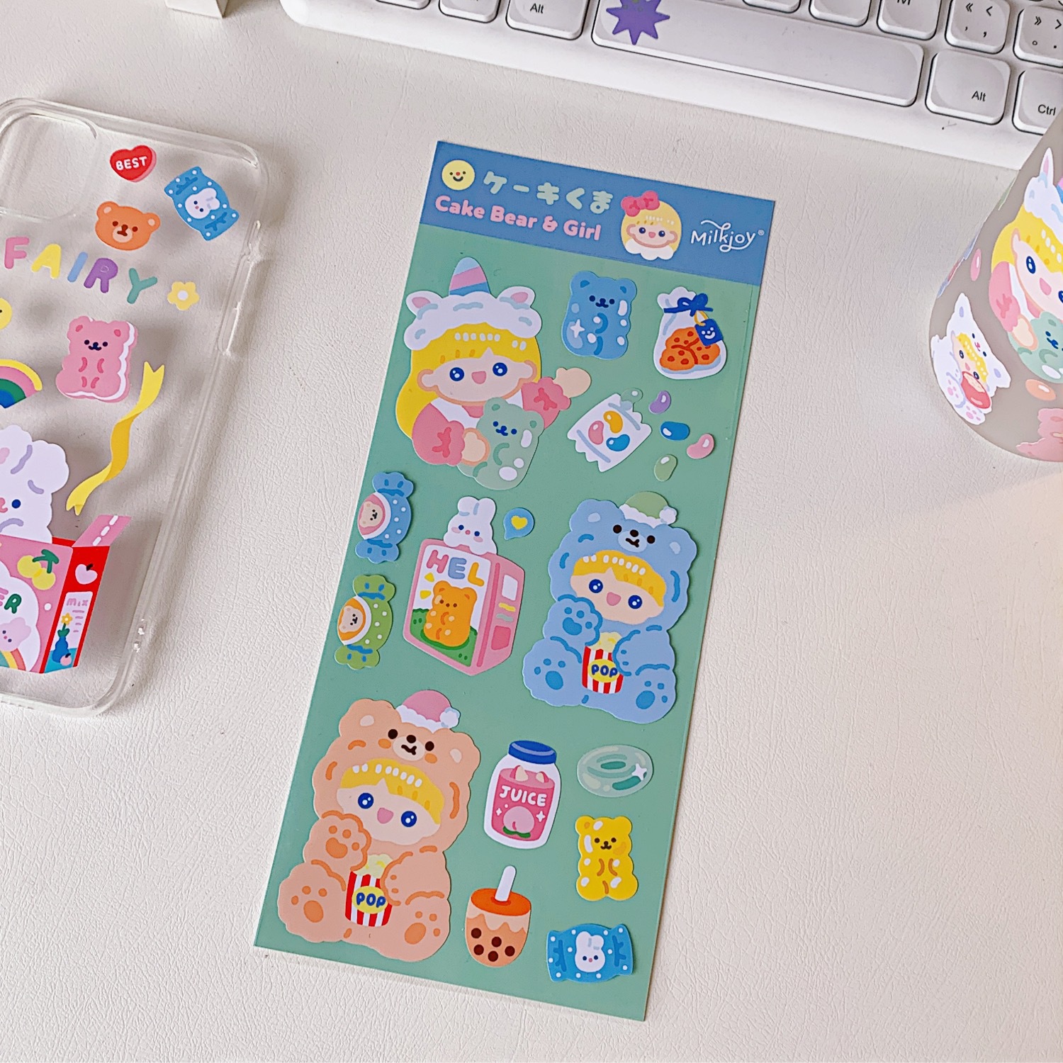 4. Candy Bearthe republic of korea ins Soft sprout Bear Hand account Stickers Super cute lovely Mobile phone shell interest Stickers Water cup decorate Sealer