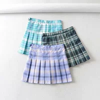 Летняя ретро многоцветная цветная приталенная юбка в складку, мини-юбка, А-силуэт