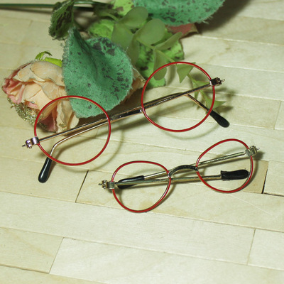 taobao agent Mini small glasses frame round triangle red small cloth 3 points BJD doll uncle with props to literature with props