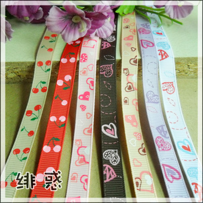 taobao agent Handmade DIY 9mm doll uses BJD doll accessories 7 color printed webbing ribbon ribs with horizontal strip