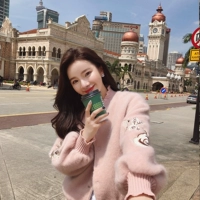 Ngắn áo len nữ phần ngắn thời trang Hàn Quốc thêu hoa nhỏ nhắn slim slimming đèn lồng tay áo len len len áo khoác blazer nữ