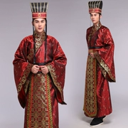 Han triều đình bộ trưởng quần áo trang phục nam in văn bản áo choàng trang phục phim và quần áo truyền hình cải tiến Hanfu mới - Trang phục dân tộc