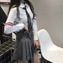 Nữ sinh jk đồng phục đại học gió ba mảnh phù hợp với đồng phục học sinh Anh Nhật Bản Hồng Kông áo sơ mi nhỏ phù hợp với váy xếp li - Bộ đồ váy nữ