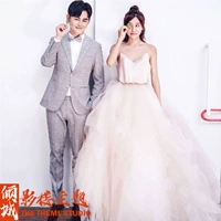 Осенняя одежда подходит для фотосессий, свадебное платье, коллекция 2021, в корейском стиле, V-образный вырез, эффект подтяжки