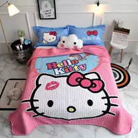 Khăn trải giường bằng vải bông hoạt hình mùa hè là bộ chăn ga gối hình mèo Hello Kitty ba mảnh - Trải giường drap trải giường