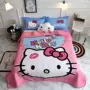 Khăn trải giường bằng vải bông hoạt hình mùa hè là bộ chăn ga gối hình mèo Hello Kitty ba mảnh - Trải giường drap trải giường