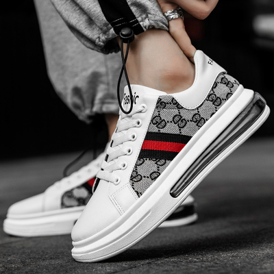 2021夏季新款男士小白鞋网红同款条纹厚底休闲板鞋潮流气垫男鞋子