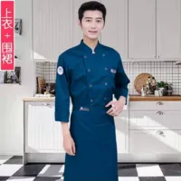 Синий лонгслив, фартук