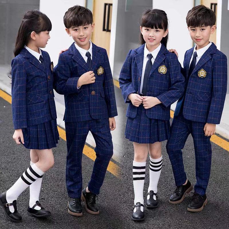 Dịch vụ lớp học sinh tiểu học Anh phong cách đại học nam và nữ Hàn Quốc đồng phục phù hợp với bộ quần áo mẫu giáo quần áo mùa xuân và mùa thu quần áo - Đồng phục trường học / tùy chỉnh thực hiện