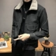 Áo khoác nhung da dày nam xu hướng ngắn đẹp trai cổ áo lông thú mát mẻ ve áo mùa đông 2019 áo khoác da mới - Quần áo lông thú