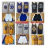 1819 Chiến binh 30 Curry Deep Blue White Black Yellow City Phiên bản Giải thưởng NBA Thêu Quần bóng Jersey 19 Mới - Thể thao sau quần áo thể thao mùa đông