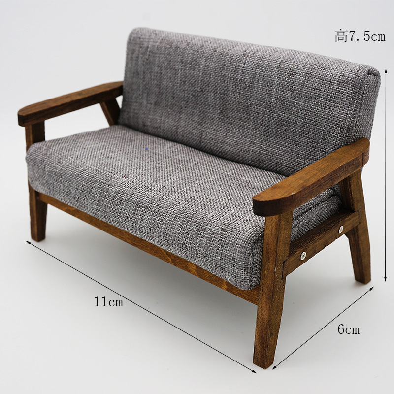 Grey 112 branch ob11 bjd use Baby House Mini furniture miniature re-ment  Model Northern Europe sofa tea table