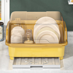 碗筷餐具收纳盒家用大号带盖防尘碗碟沥水架