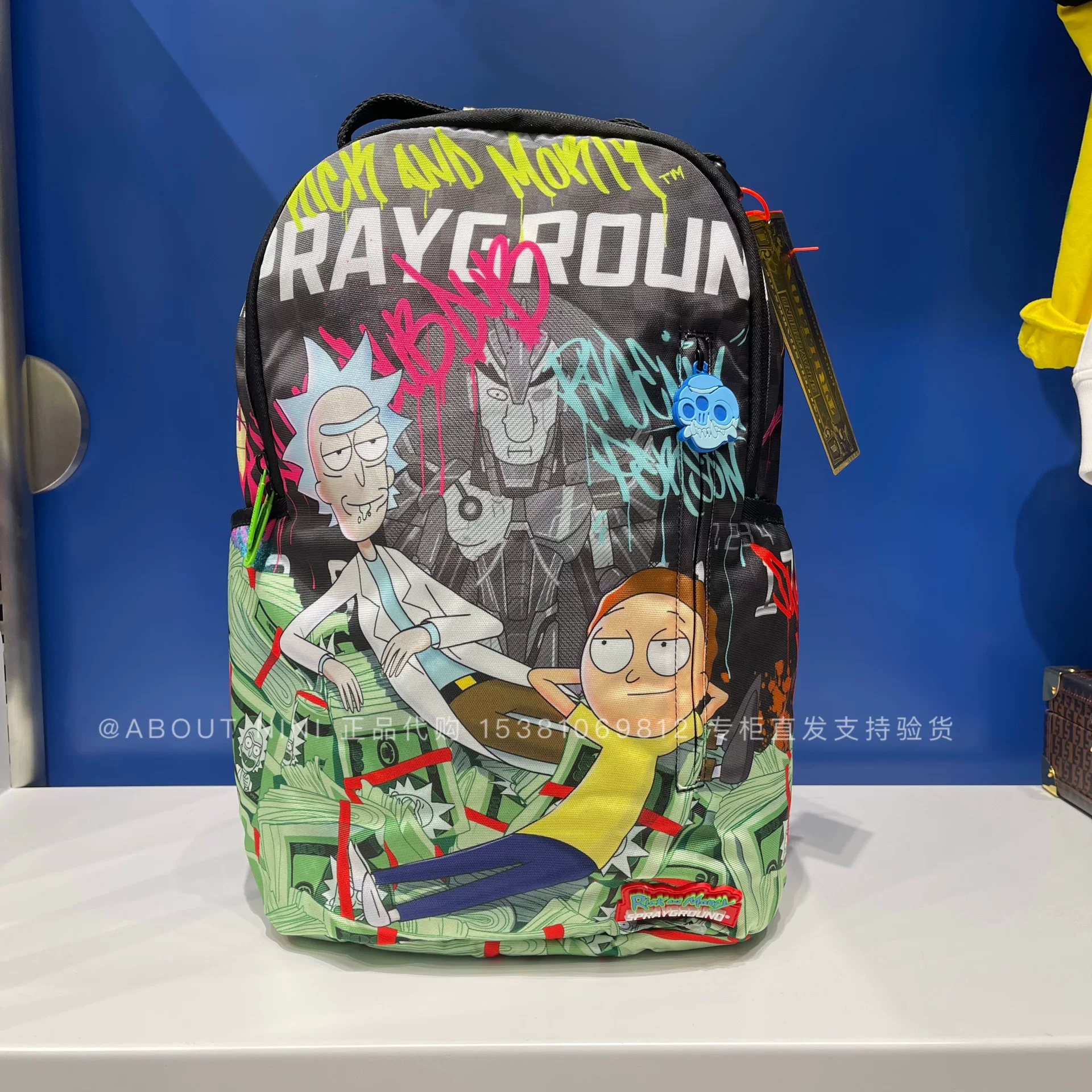 Сумка-рюкзак Sprayground безумный учёный, надпись, граффити, брендом акула, фирменный входной счёт покупок