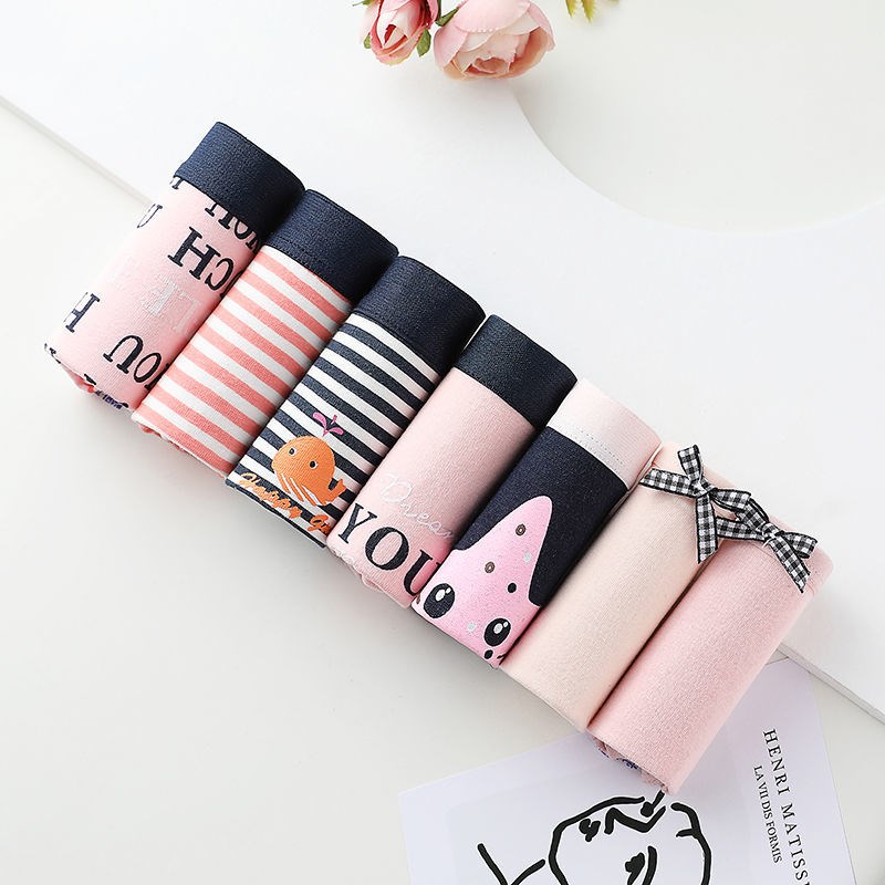 214219 & 7 Sliver & All Cotton Girls-1a9underpants female summer ma'am Cotton girl pure cotton girl student solar system Big size No trace student Korean version lovely Sweet
