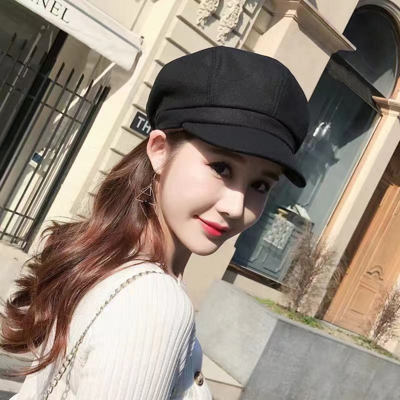 Star Anise Wool [Black]trend Hat female fashion new pattern fashion Big head circumference Big face Fat face fit Of Hat