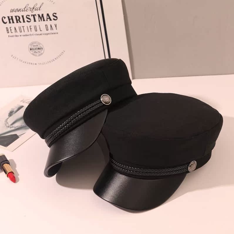 Black Fabric (Thick)trend Hat female fashion new pattern fashion Big head circumference Big face Fat face fit Of Hat