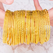 Vòng tay vàng cát thật của Việt Nam thời gian dài không mạ màu Vòng tay vàng 24k nữ đơn giản đồng xu euro mô phỏng