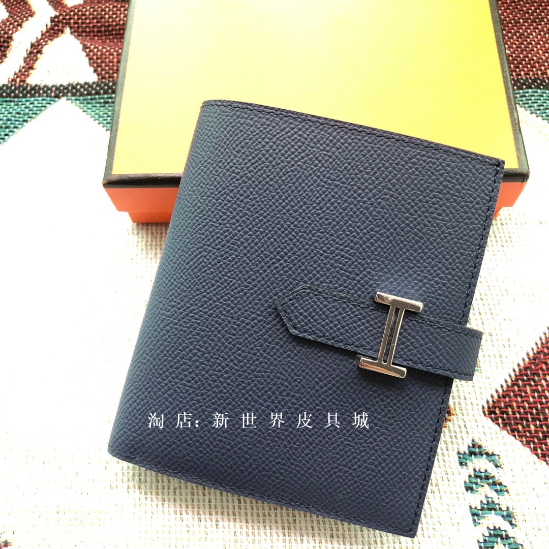 Dark Blue (EP Leather)free shipping new pattern Simplicity Europe and America H home Import palm prints eposm skin H buckle wallet ma'am Card bag  genuine leather