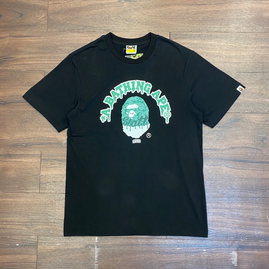 X192 Blacksolar system Chaopai BAPE classic Ape man Graffiti letter printing men and women easy Big size pure cotton Crew neck Short sleeve T-shirt