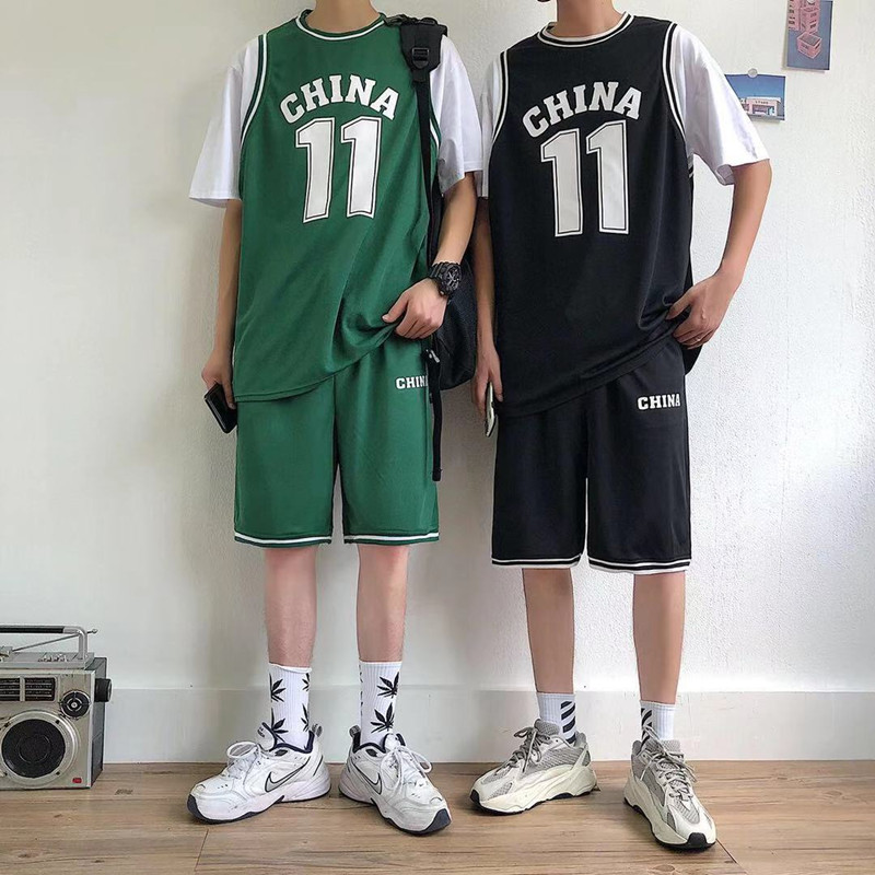篮球服男女潮流嘻哈两件短袖套装街头外穿休闲宽松欧文11号球衣
