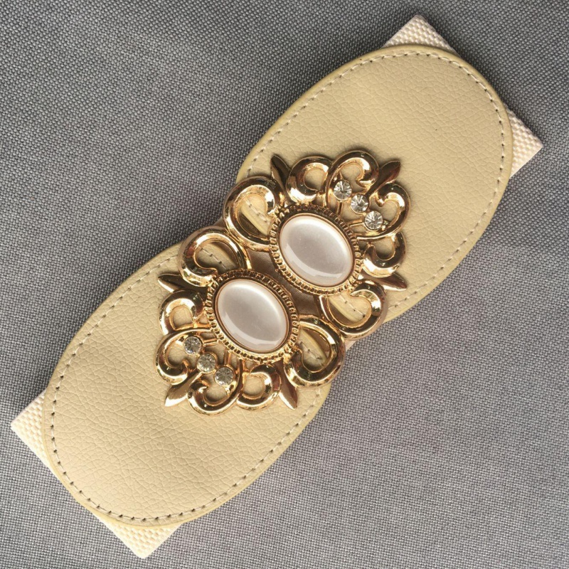 Cat Eye Beige (About 6.5Cm)Lose money impulse Loose and tight belt Women Tightness elastic force Width Waistband female Dress Fine black belt