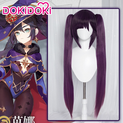 taobao agent Dokidoki spot in seconds, the original god cos Mona cosplay wig purple gradient double ponytail
