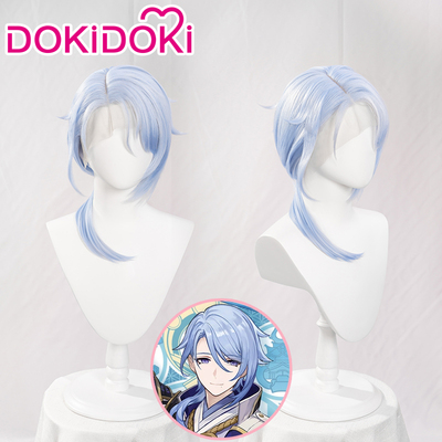 taobao agent DOKIDOKI Spot original God, the former lace cosplay wig blue reflux short hair