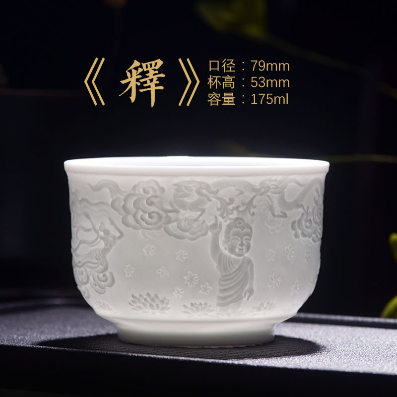 BuddhismDiscipline Poetic philosophy high-end Zodiac cup Jingdezhen carving Jianzhan man teacup Master's Cup Kung Fu Tea Single cup Tea cup