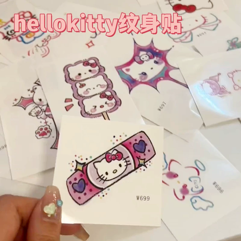 Hello Kitty, карикатурные водонепроницаемые травяные наклейки для татуировок, долгосрочный эффект, коллекция 2023 года