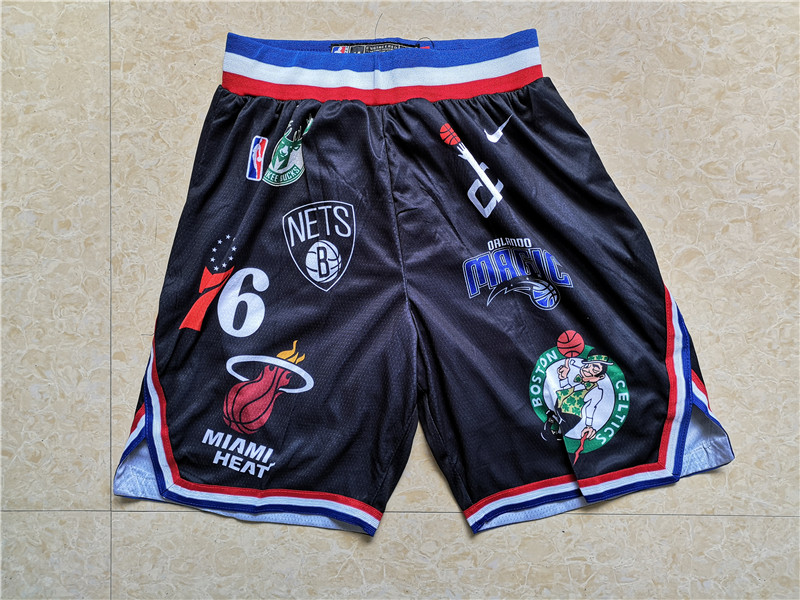 Tripartite Joint Name Black Pants21 years basket net Clippers Thunder Miami Heat Tripartite joint name New season City Edition Award Edition Embroidery Basketball pants shorts