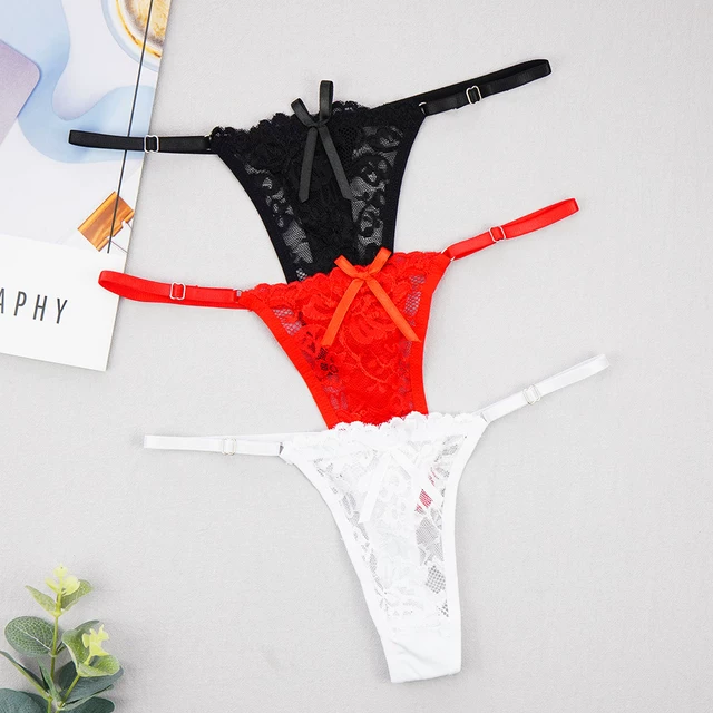 3 шт./набор женщины sexy thong трусики кружевные прозрачные